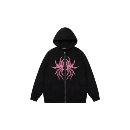 Fashion Spider Graffiti Cardigan Velvet Hooded Sweater