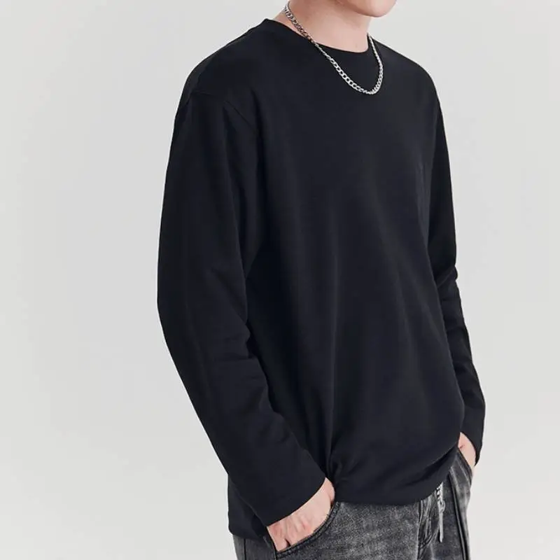 Fashionable Loose Long Sleeve Cotton Blended Fabric T Shirt-1