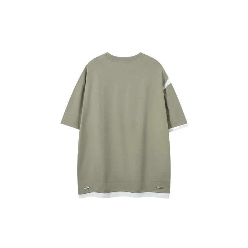 Retro Loose Cotton Blended Fabric T Shirt-1