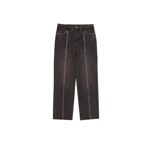 Retro Casual Style Denim Trousers Washed