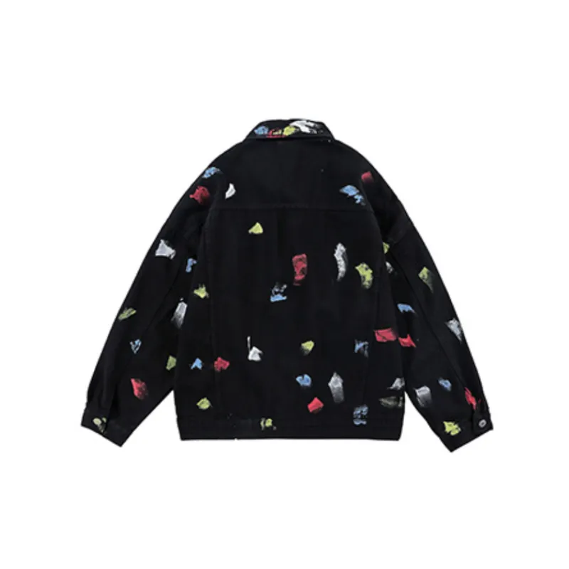 Loose Multi Pocket Splash Ink Cardigan Loose Shirt-1