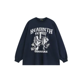 Retro High Street Fashion Brand Front Shoulder Hoodless Sweater