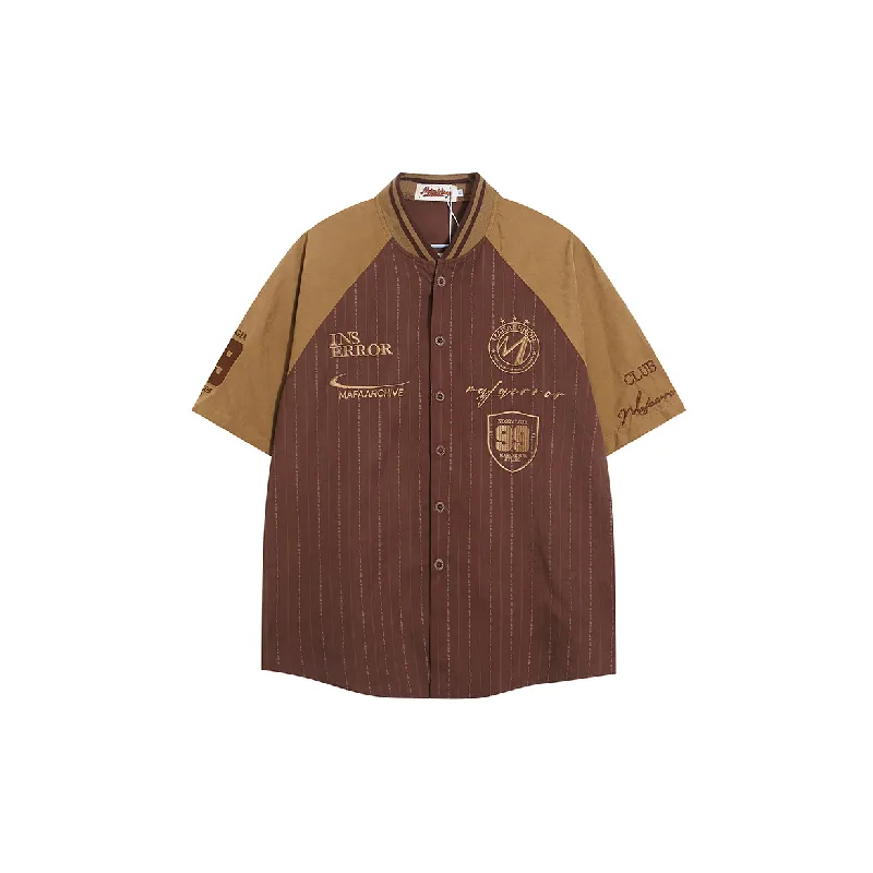 Casual Contrast Color Polyester Shirt Unisex-4
