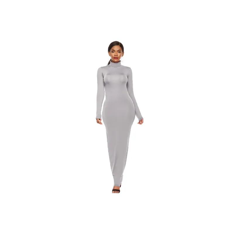Fashionable Plain Polyester Spandex Dress Women-6