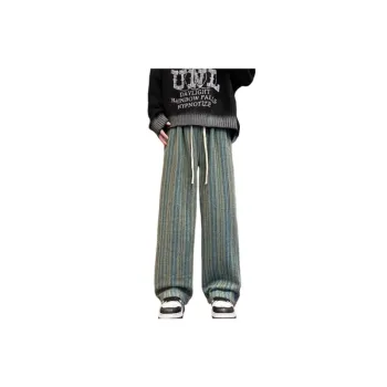 Striped Woolen Wide Leg Pants