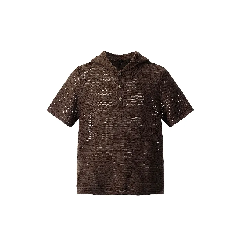 Fashionable Hollow Out Blended Synthetic Fabrics Polo-0