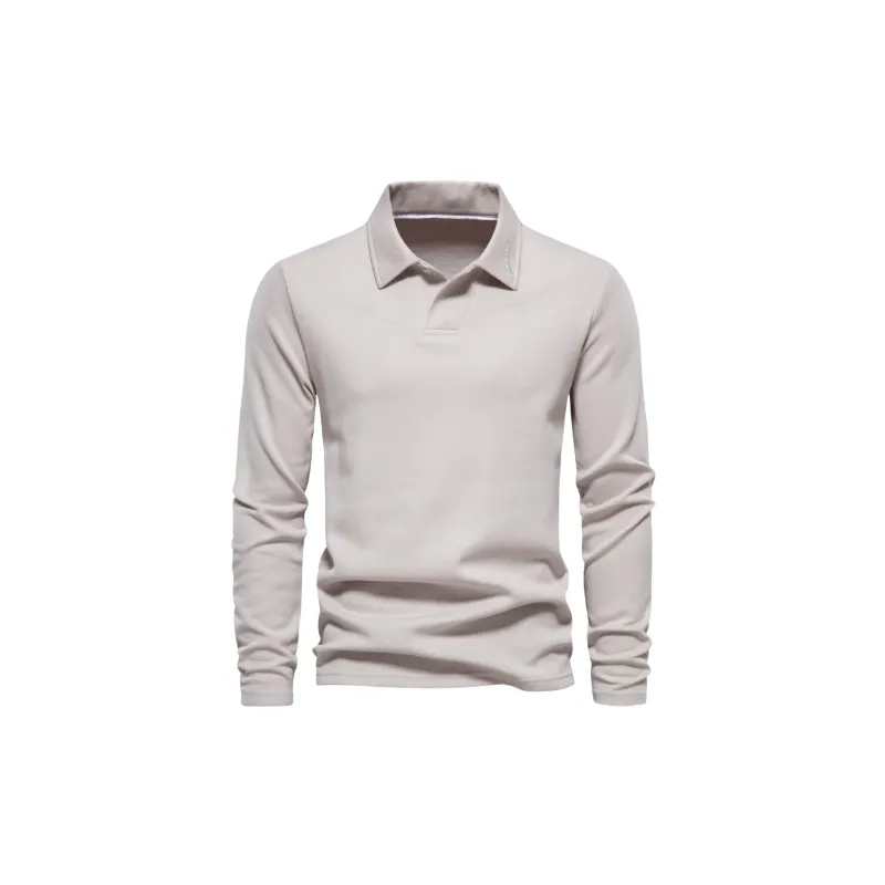 Casual Long Sleeve Cotton Blended Fabric Polo-2