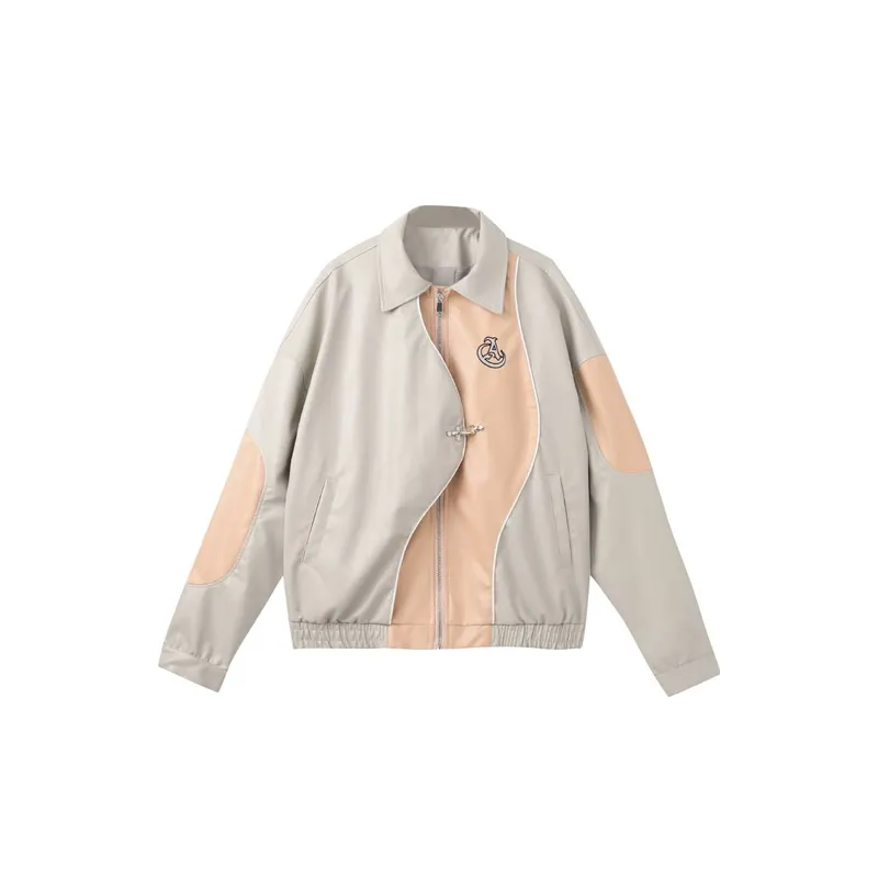 New Tide Personality Loose Stitching PU Leather Jacket-6