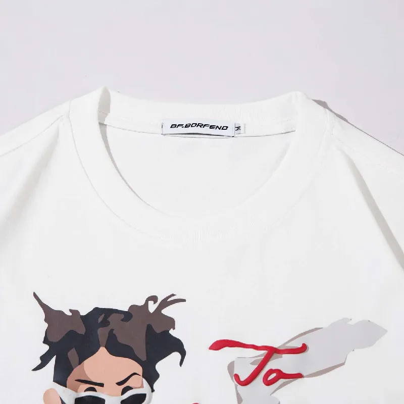 Cartoon Letter 100% Cotton T Shirt-6