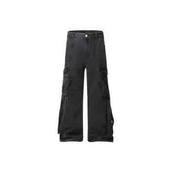 Casual Plain Denim Cargo Pants