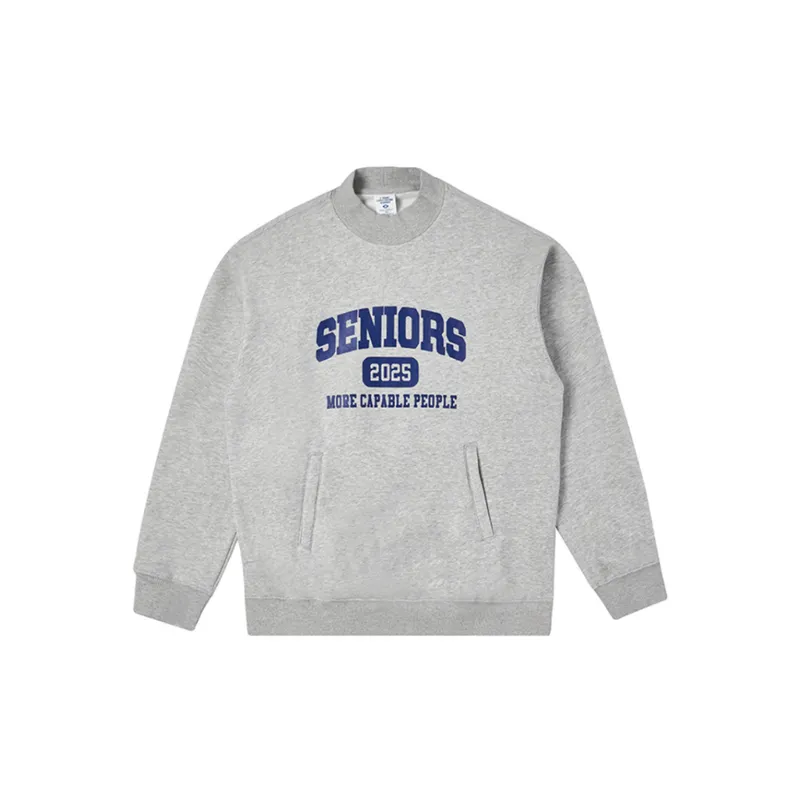 Printed High Neck Loose Crewneck Sweatshirt-3