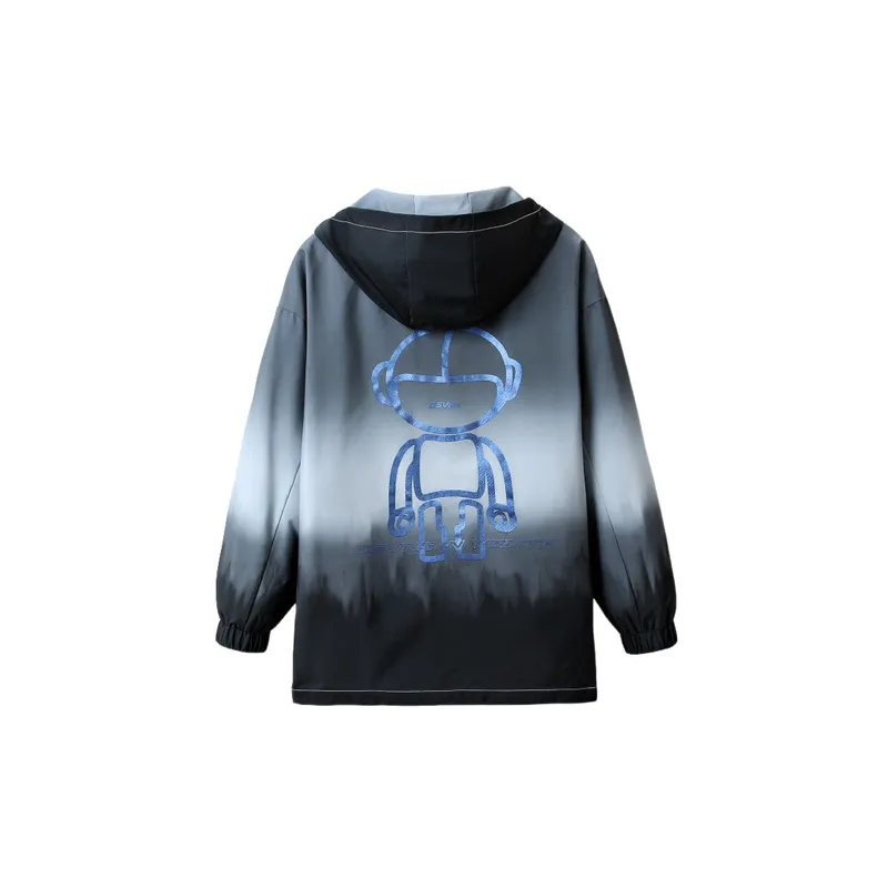 Cross border Color matching Loose Cardigan Hooded Jacket Coat-1