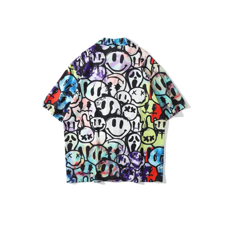 Print Graffiti Smiley Face Shirt-1