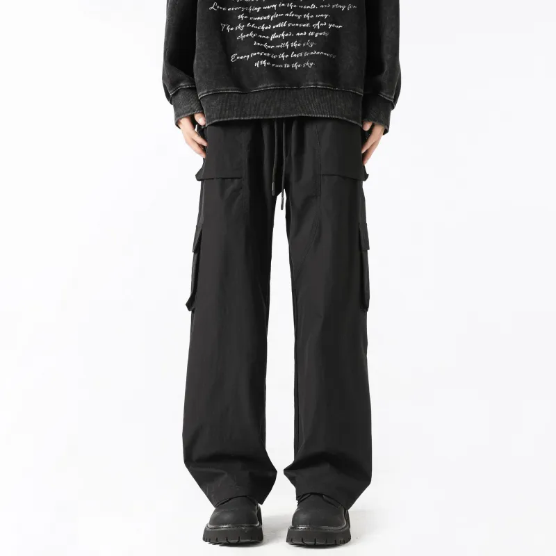 Retro Trendy Blended Synthetic Fabrics Cargo Pants-4