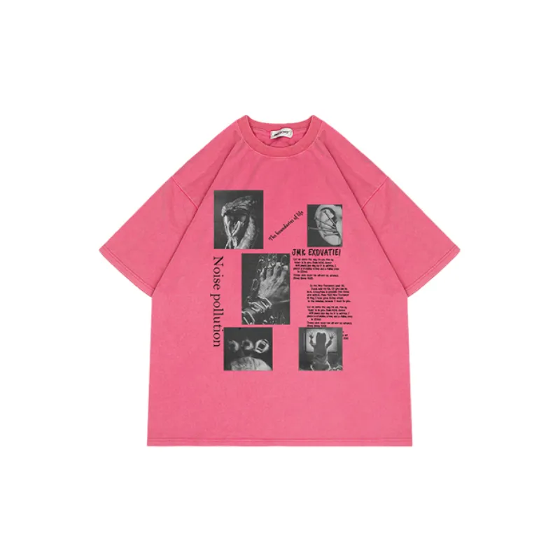Retro Print Washed T Shirt-2