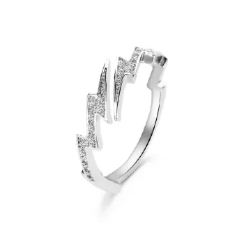 Adjustable Silver Lightning Ring