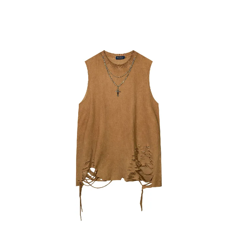 Retro Plain Cotton Vest-4