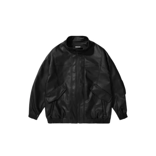 New Fabric Collar Leather Jacket