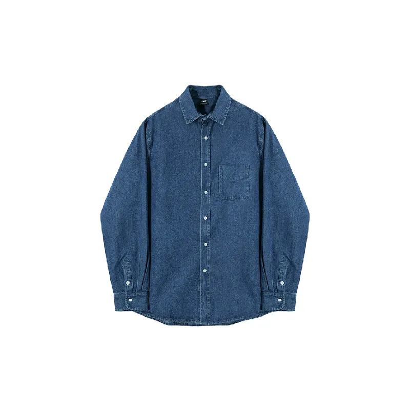 Washed Distress Cotton Shirt-0