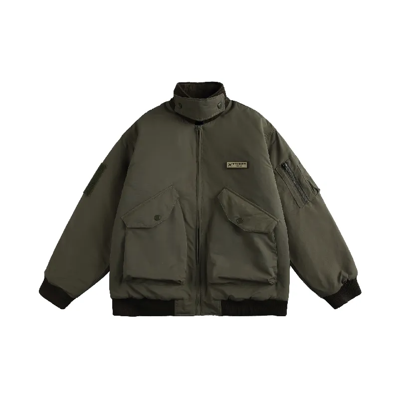 Casual Simple Cotton Quilted Jacket-4