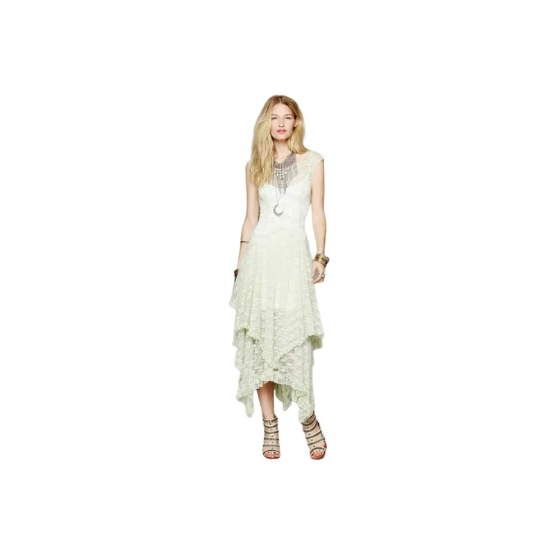 Fashionable Plain Lace Dress Women-5