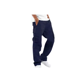 Casual Plain Cotton Blended Fabric Cargo Pants
