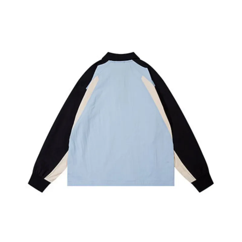 Design Sense Lapel New Stitching Color Contrast T Shirt Top-3