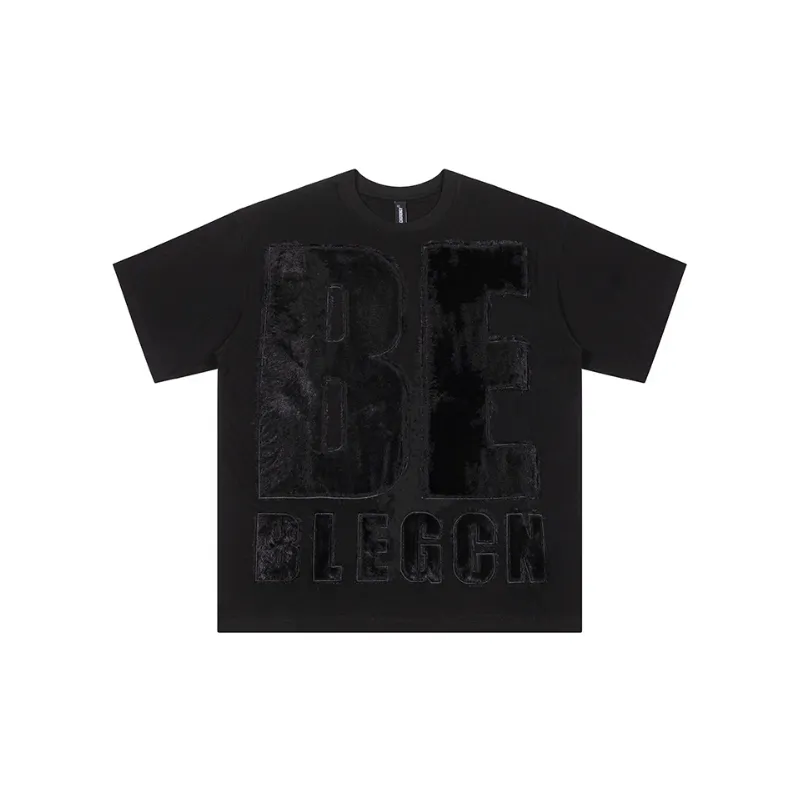 Letter Flocking Embroidery T Shirt