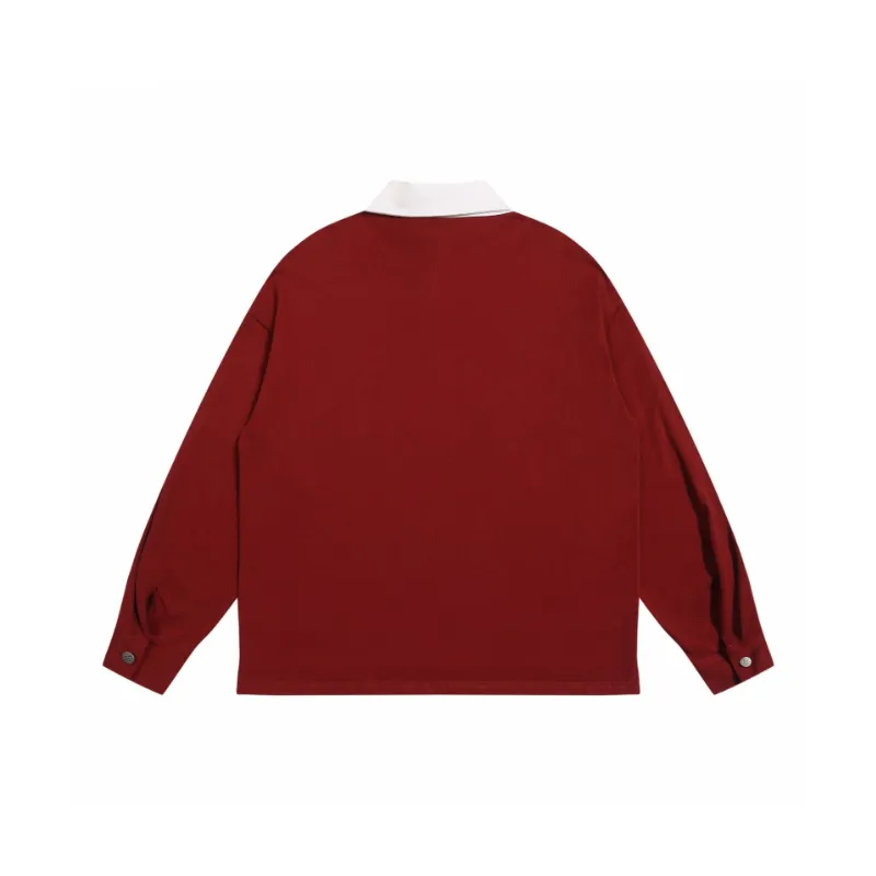 Retro Contrast Color Loose Polo-7