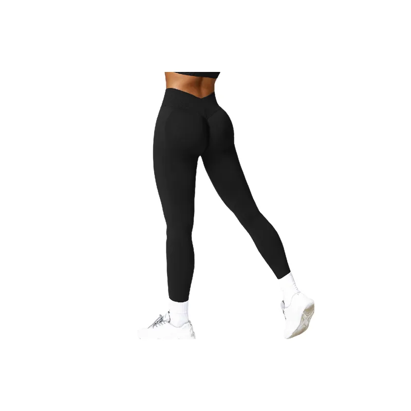 Plain Sporty Nylon Leggings Women-5