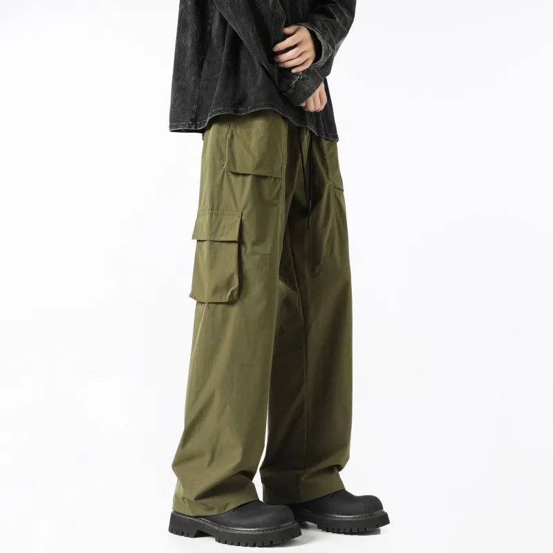 Retro Trendy Blended Synthetic Fabrics Cargo Pants-1