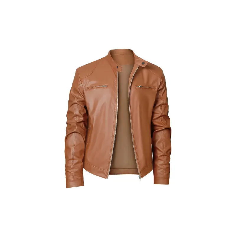 Casual Loose Artificial Leather Jacket-0