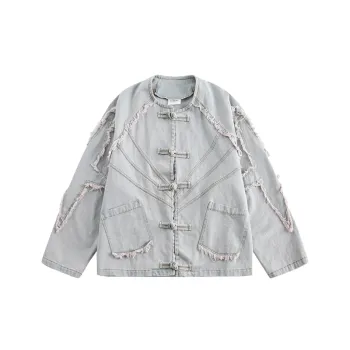 Rough Edge Denim Crewneck Jacket