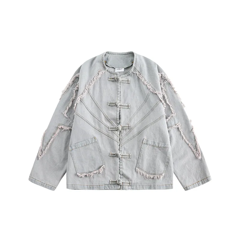 Rough Edge Denim Crewneck Jacket-0