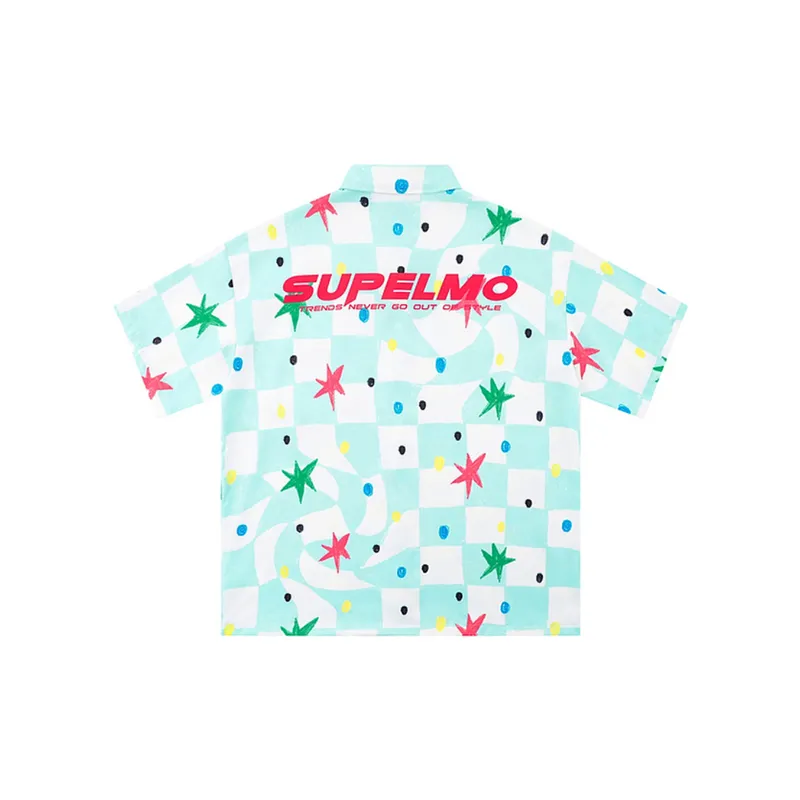 Checkerboard Print Loose T Shirt-3