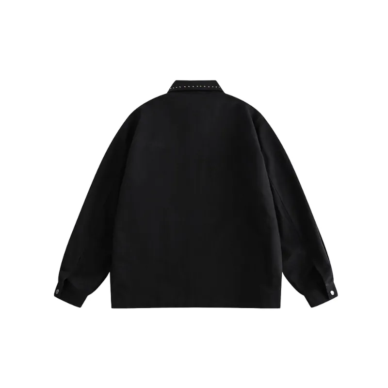 Niche Design Trendy Dark Rivet Vintage Work Jacket-1