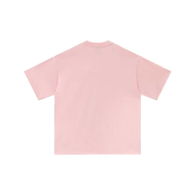 Retro Letter Cotton Blended Fabric T Shirt-1