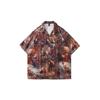 Vintage Oil Painting Shirt   Trendy Short Sleeved Option