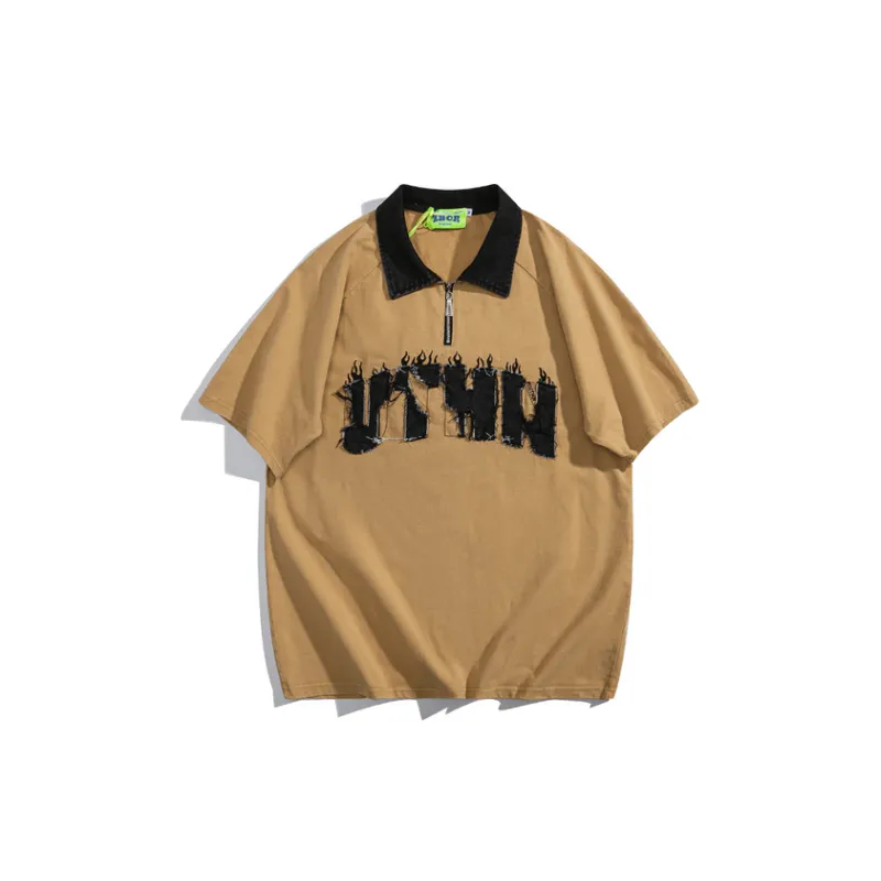 Retro Trendy Polo Collar T Shirt-2