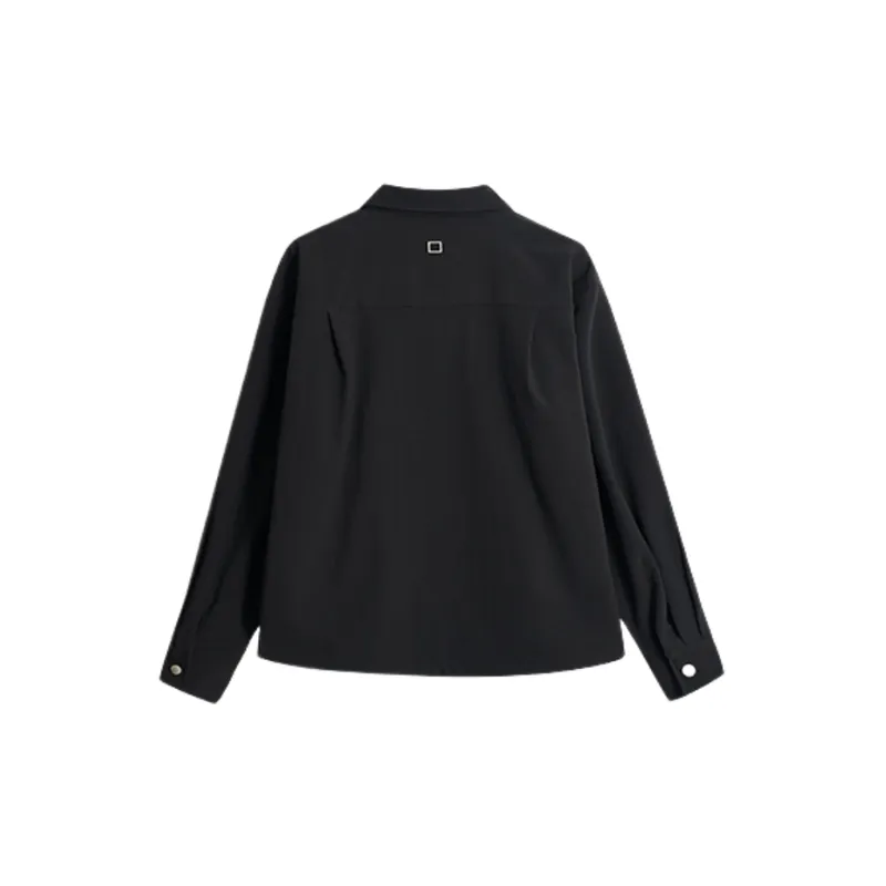 Simple Plain Lamination Fabric Jacket-1