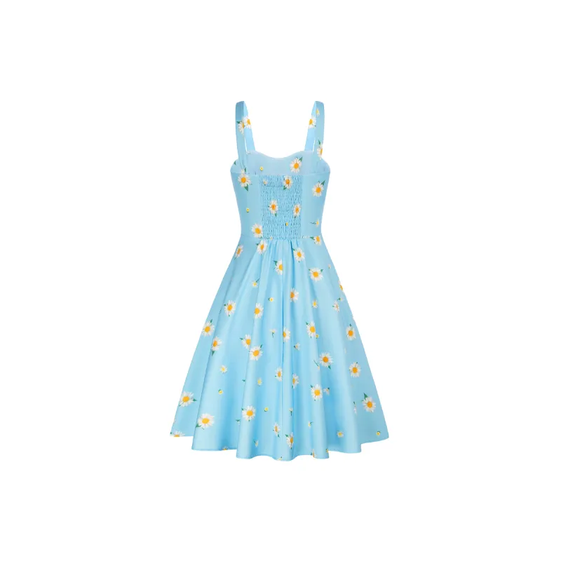Cute Random Print Cotton Blended Fabric Slip Dress Women-11
