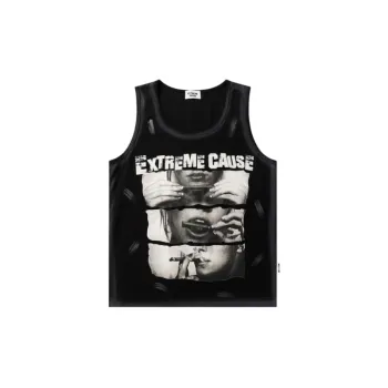 Distressed Letter Printed Sleeveless Vest