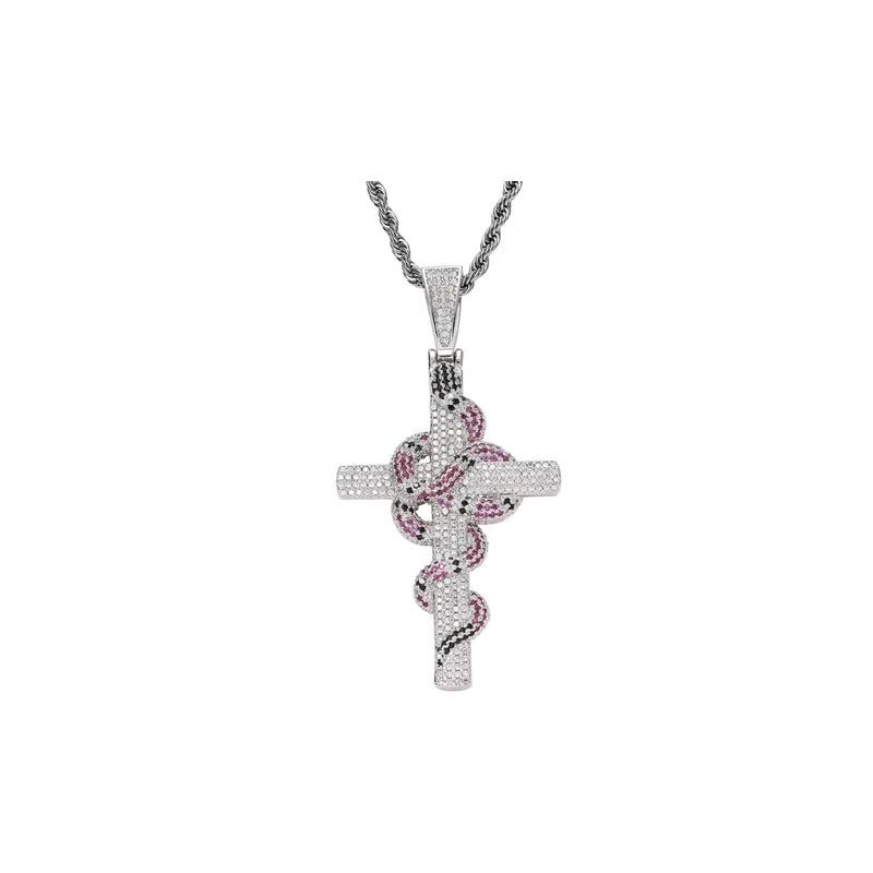 Vintage Snake Pattern Cross Pendant-0