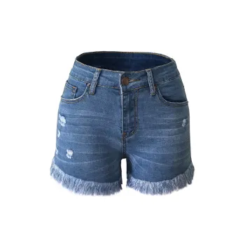 Fashionable Fringe Denim Shorts Women