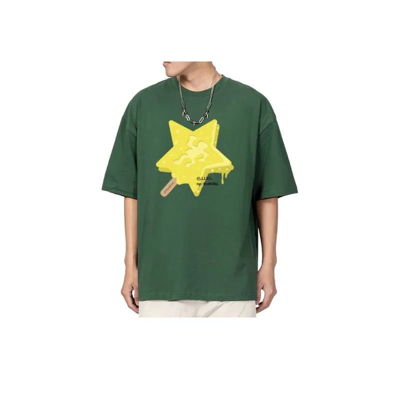 Tide Star Stick Printing Half Sleeve T shirt-3