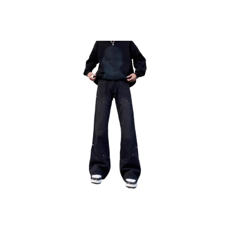 Retro Loose Flared Wide Leg Washed Jeans