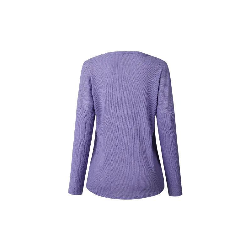 Fashionable Plain Knitted Fabric T Shirt Women-1
