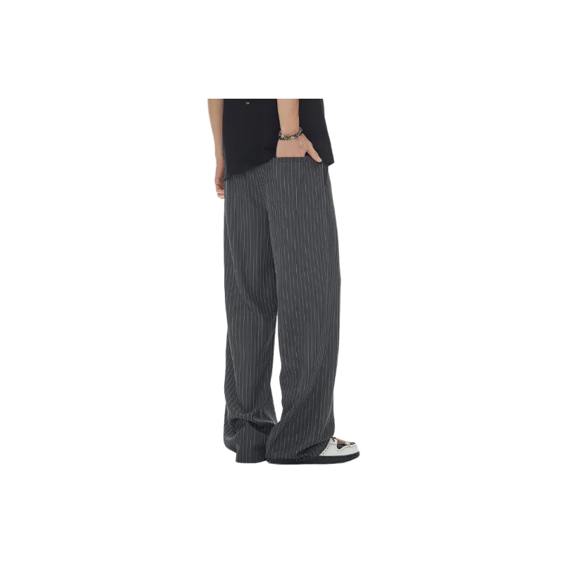 Simple Loose Blended Synthetic Fabrics Casual Pants-2
