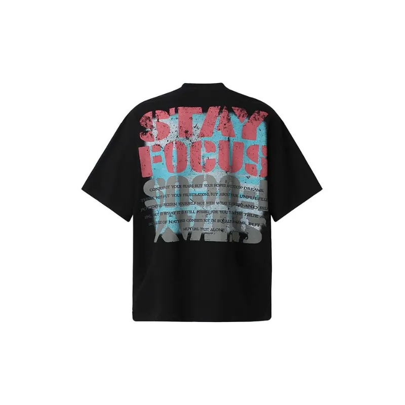 Retro Print Cotton Blended Fabric T-Shirt-1