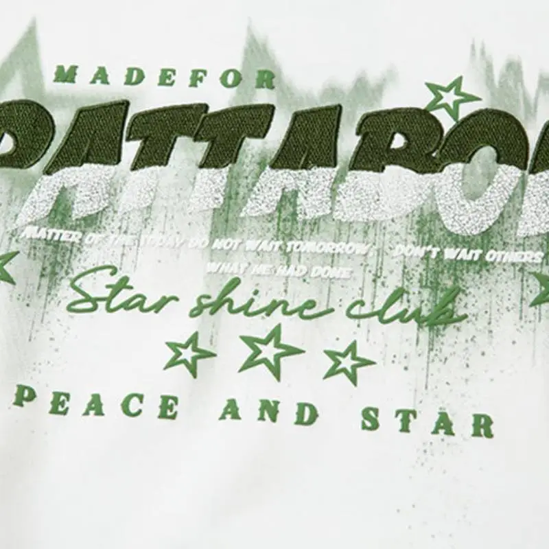 Retro Star Letter Embroidered Long Sleeve Cotton T Shirt-4